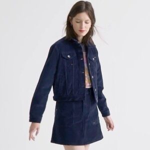 Superdry Corduroy Trucker Jacket Women’s US 6 Navy Blue Cropped Cord Jacket